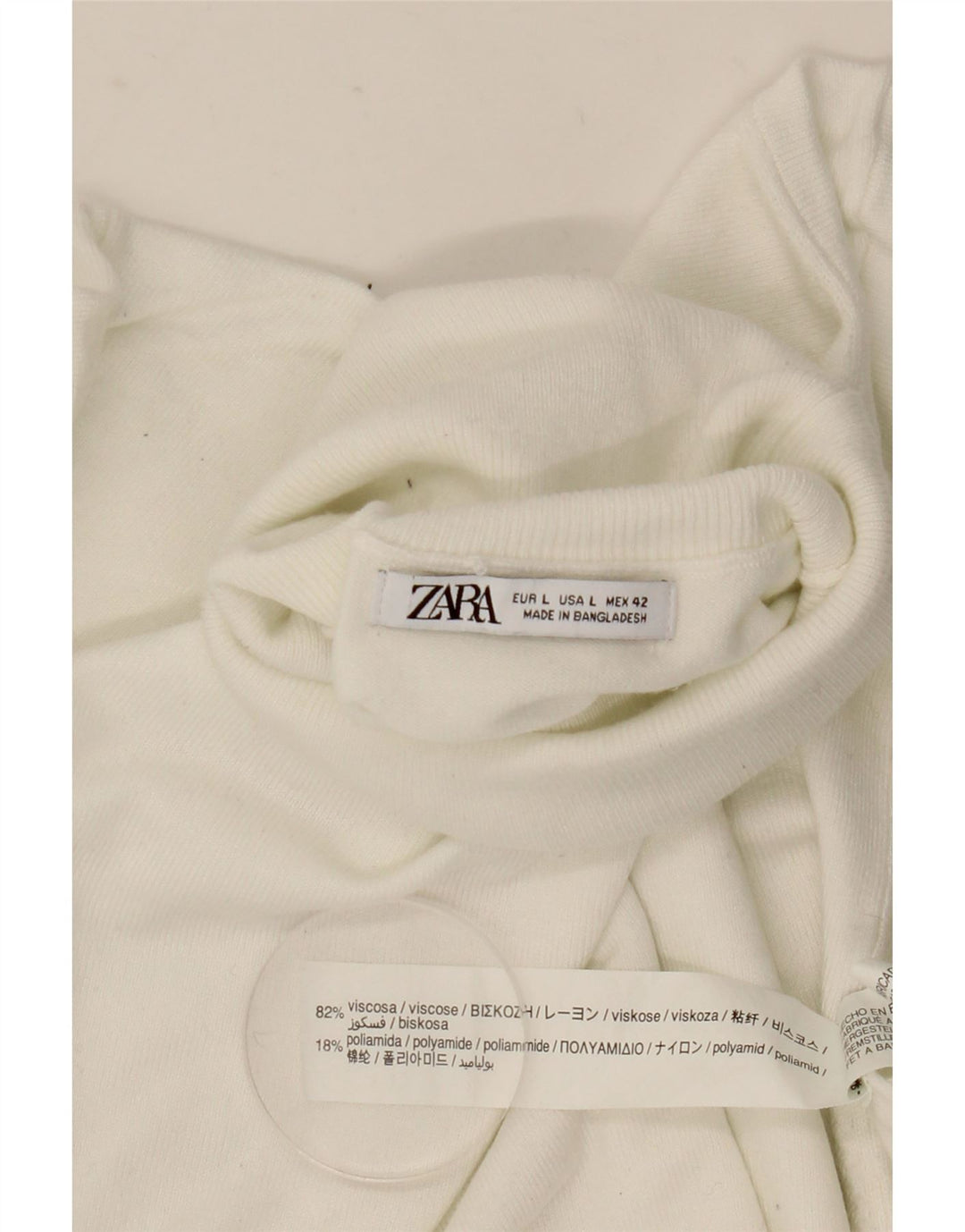 Женский джемпер с высоким воротником Zara UK 16, большой белый вискоза