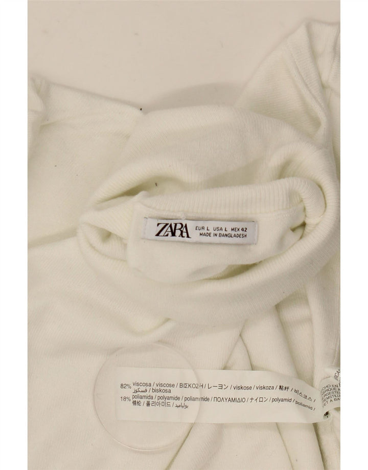 Женский джемпер с высоким воротником Zara UK 16, большой белый вискоза
