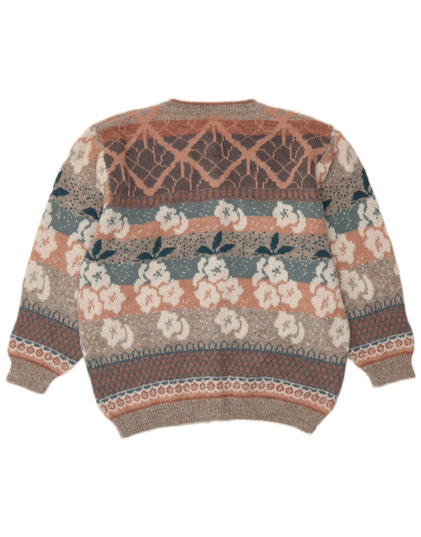 SIMONE Женский кардиган-свитер UK 16, большой разноцветный цветочный узор из шерсти