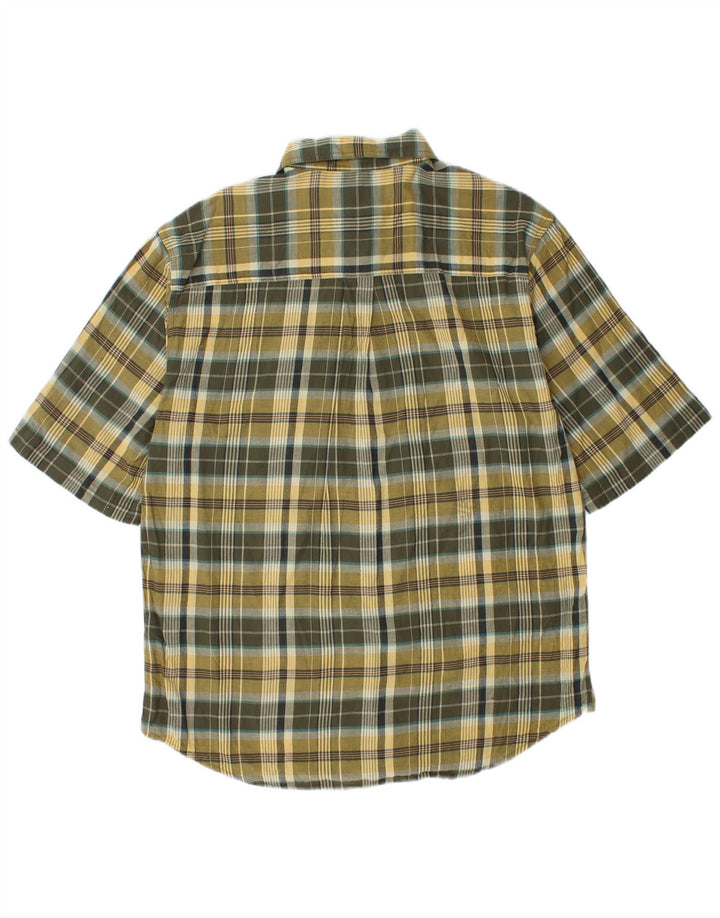Мужская рубашка Woolrich с коротким рукавом, хлопковая клетка среднего цвета хаки