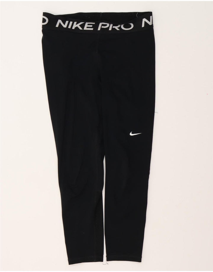 Женские леггинсы с рисунком NIKE Dri Fit UK 12, средний черный полиэстер