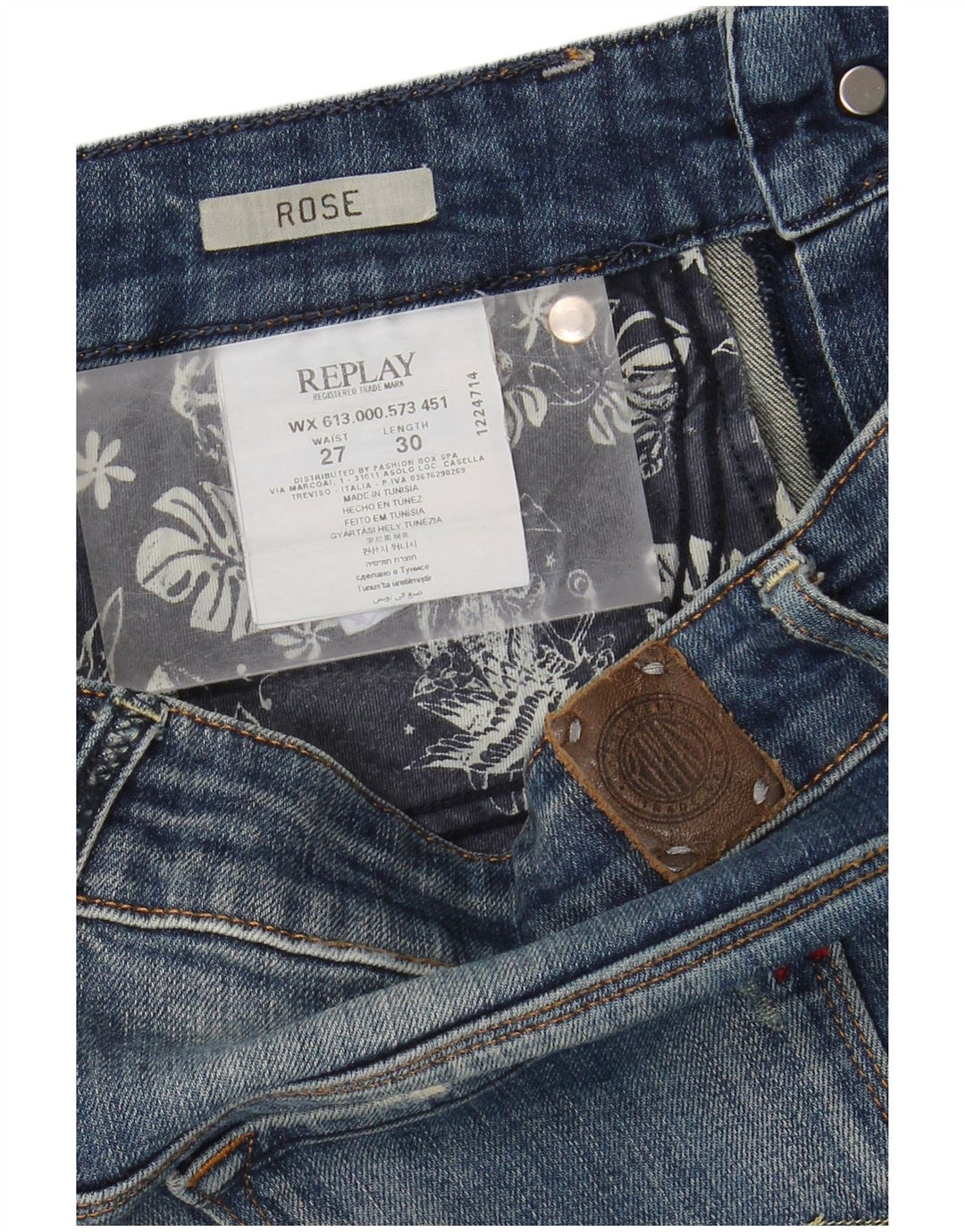 REPLAY Womens Rose Slim Jeans W27 L30 Blue Cotton
