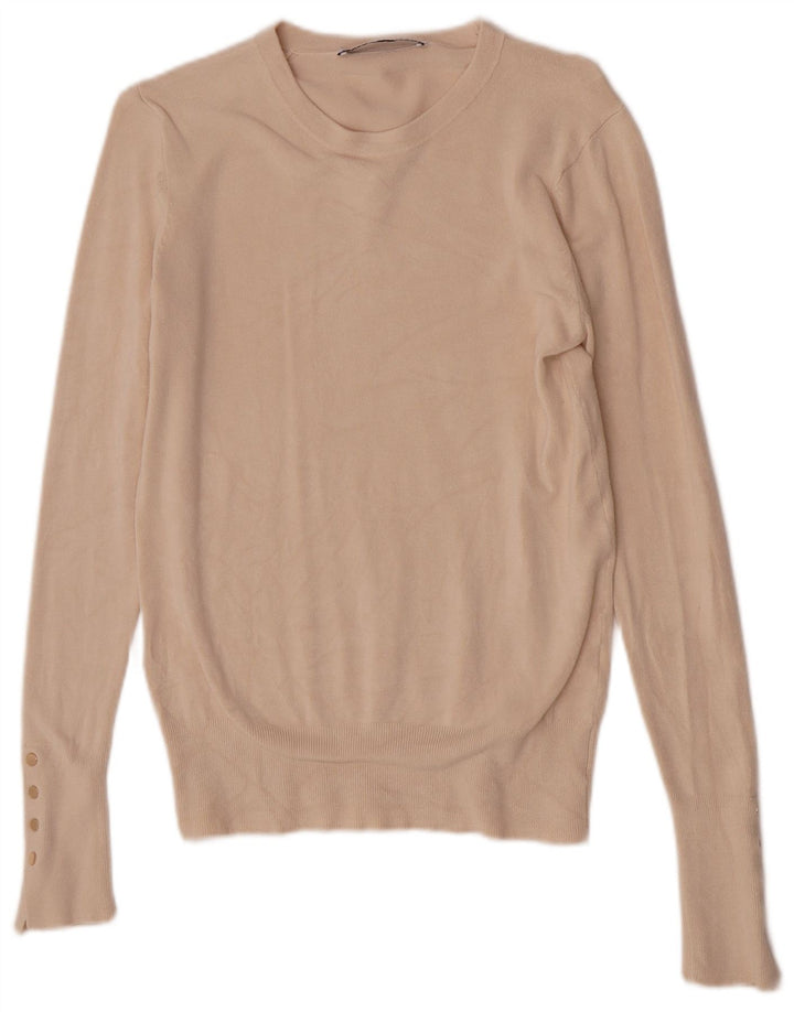 Женский джемпер с круглым вырезом Zara UK 12, средний бежевый вискоза