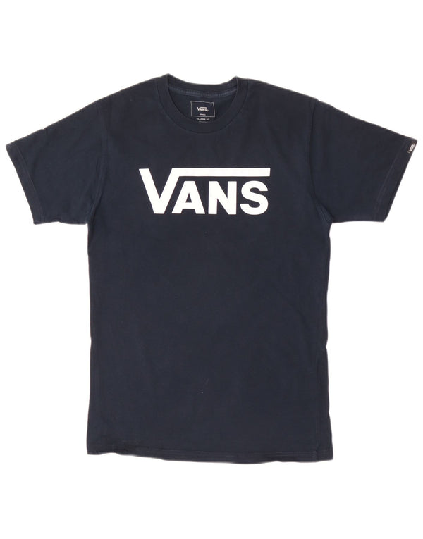 Мужская футболка классического кроя с рисунком Vans, маленький темно-синий хлопковый топ