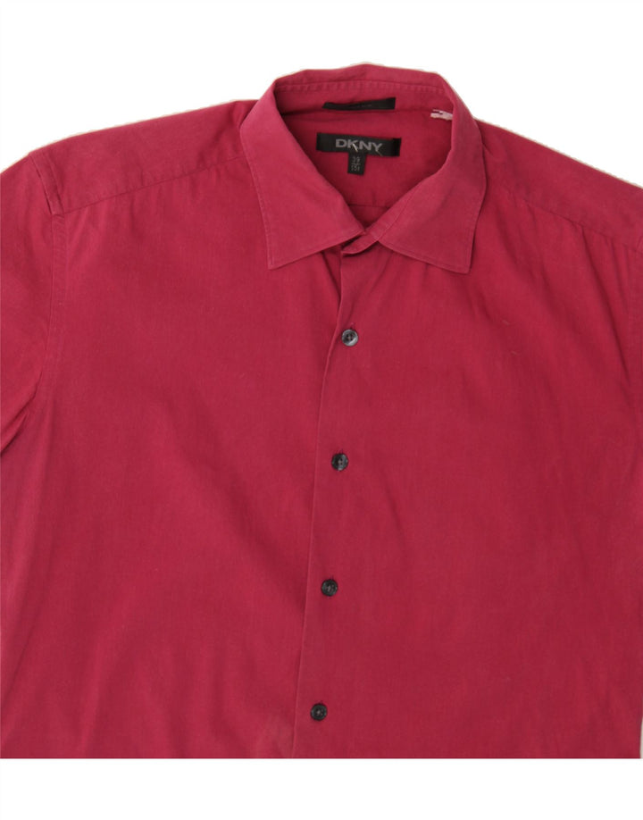 DKNY Mens Short Sleeve Shirt Size 15 1/2 Medium Red Vintage Dkny and Second-Hand Dkny from Messina Hembry 