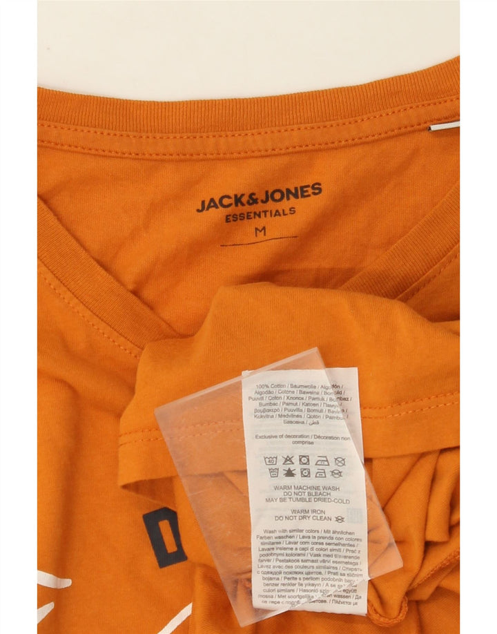 Мужская футболка с рисунком JACK & JONES, хлопковый топ среднего оранжевого цвета
