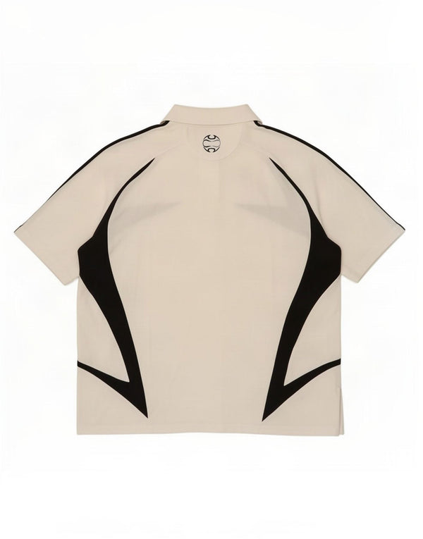 Мужская рубашка-поло Adidas UK 48/50 XL, белый хлопок с цветными блоками