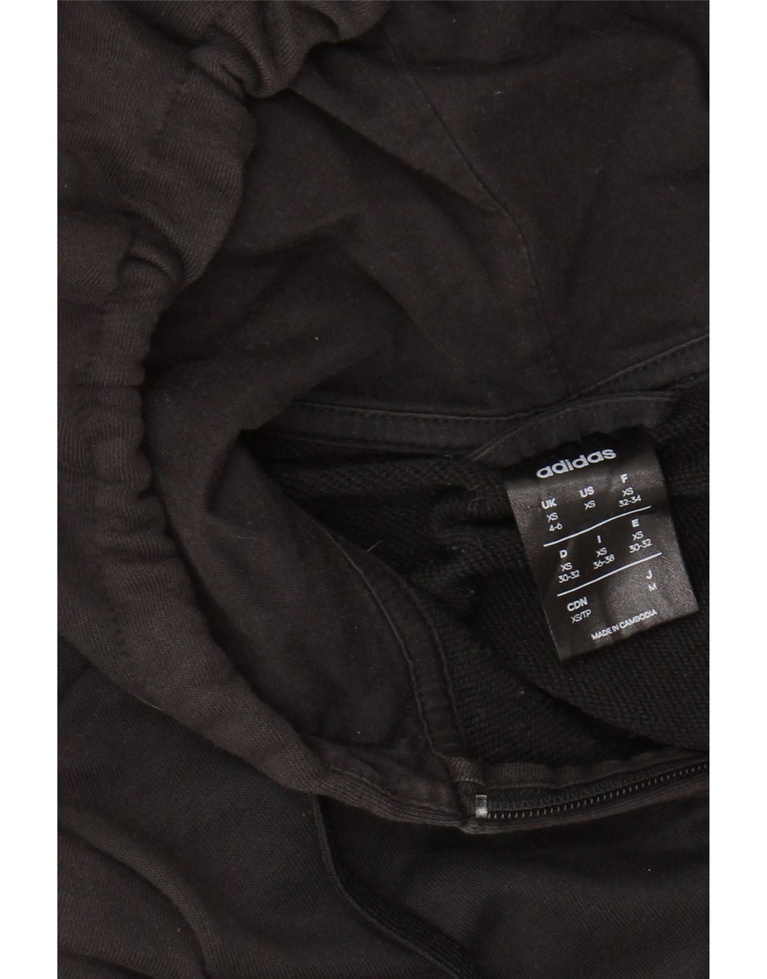 Женский свитер с капюшоном и молнией с графическим рисунком ADIDAS UK 4/6 XS, черный