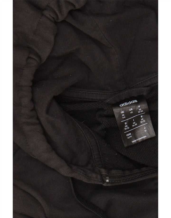 Женский свитер с капюшоном и молнией с графическим рисунком ADIDAS UK 4/6 XS, черный