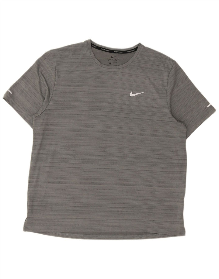 Мужская футболка Nike Dri Fit из полиэстера в тонкую полоску большого серого цвета