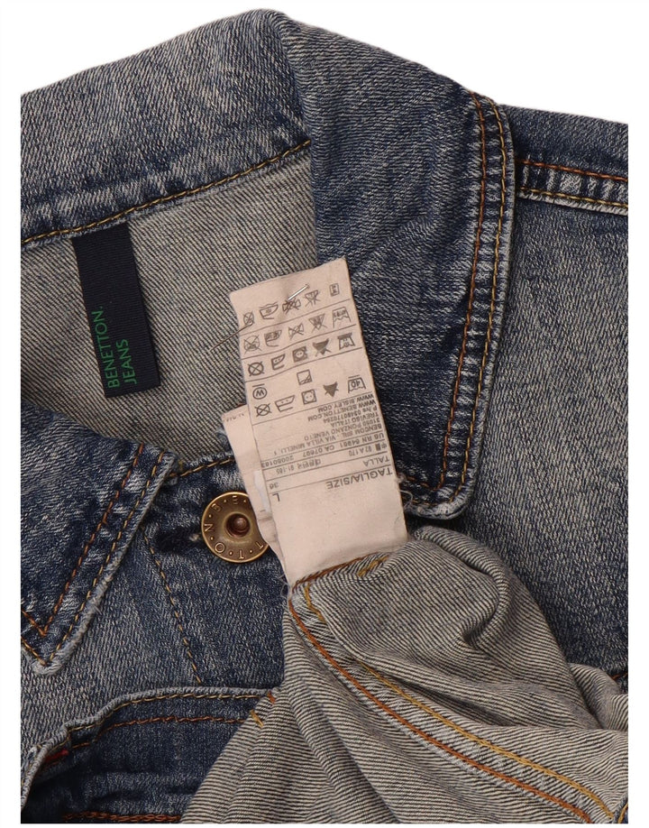 Женская джинсовая куртка Benetton UK 14, большой синий хлопок