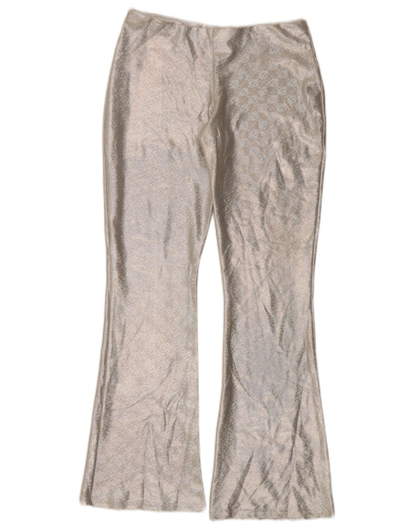 Topshop Женские повседневные брюки-клеш UK 10 Small W30 L30 Silver Geometric