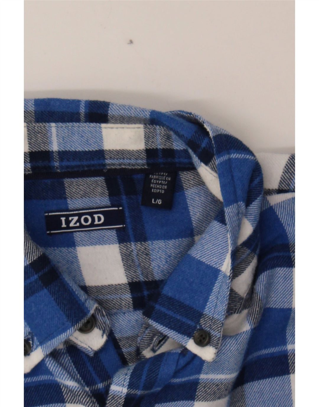 IZOD Mens Flannel Shirt Large Blue Check Cotton Vintage Izod and Second-Hand Izod from Messina Hembry 