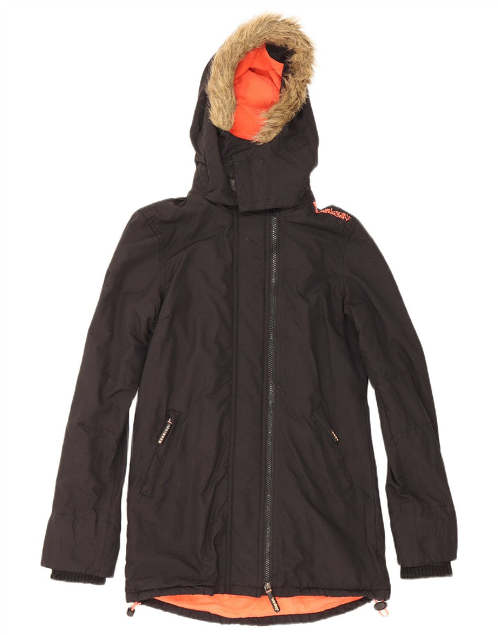 Женская парка Superdry с капюшоном UK 6 XS, черный полиэстер
