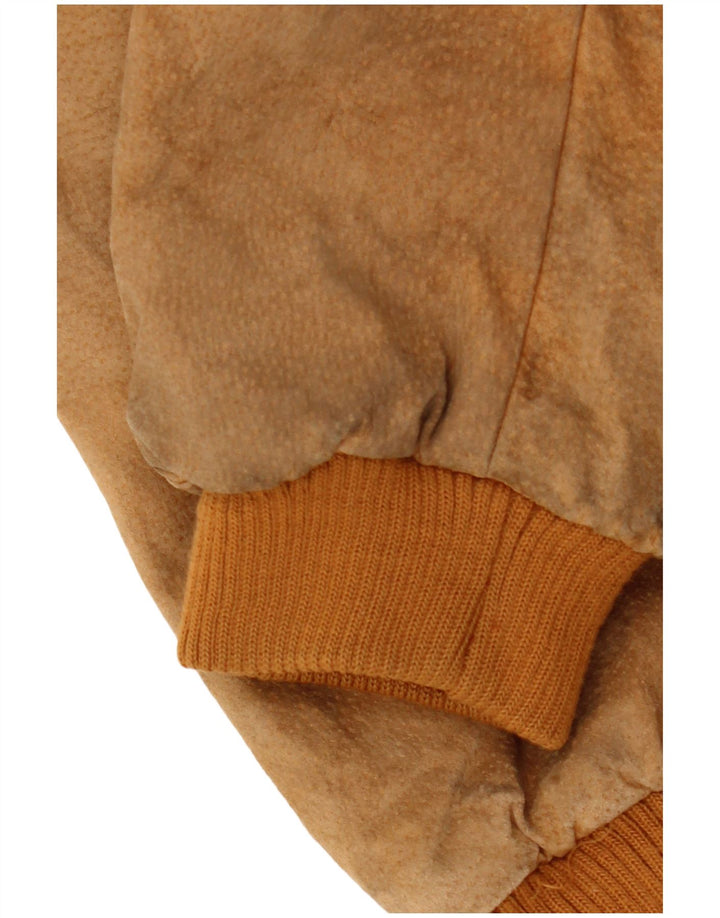 Женский укороченный замшевый бомбер оверсайз TALLY HO UK 10, маленький коричневый цвет