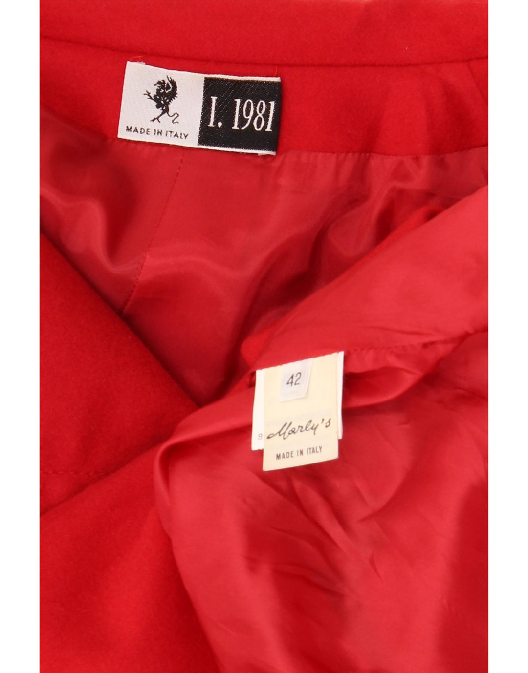 Винтажное женское двубортное пальто IT 42 Medium Red Wool