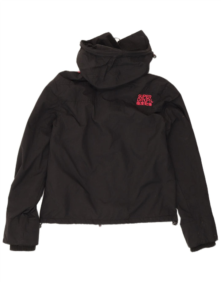 SUPERDRY Womens Hooded Windbreaker Jacket UK 16 Large Black Polyester