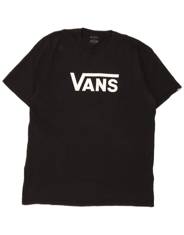 Мужская футболка классического кроя с рисунком Vans, черный хлопковый топ XL