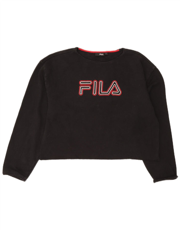 Женский укороченный свитер с рисунком Fila UK 16, большой черный