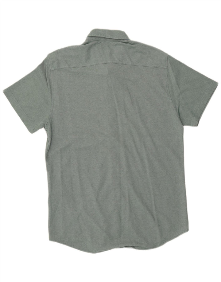 DOCKERS Мужская рубашка современного кроя с коротким рукавом, средний зеленый хлопок, хлопок