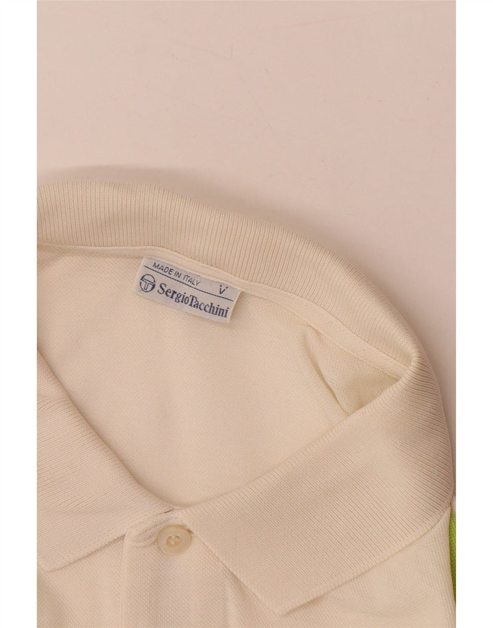 Мужская рубашка-поло SERGIO TACCHINI EU 50, средний цвет, белый хлопок с геометрическим рисунком