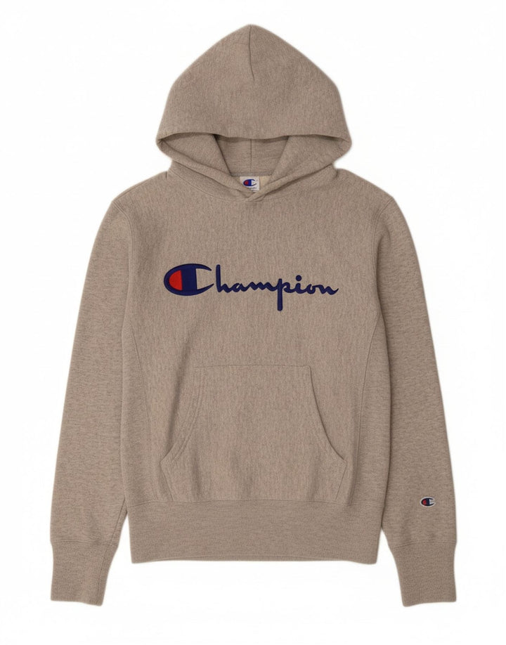 CHAMPION Mens Graphic Hoodie Jumper Medium Grey Cotton