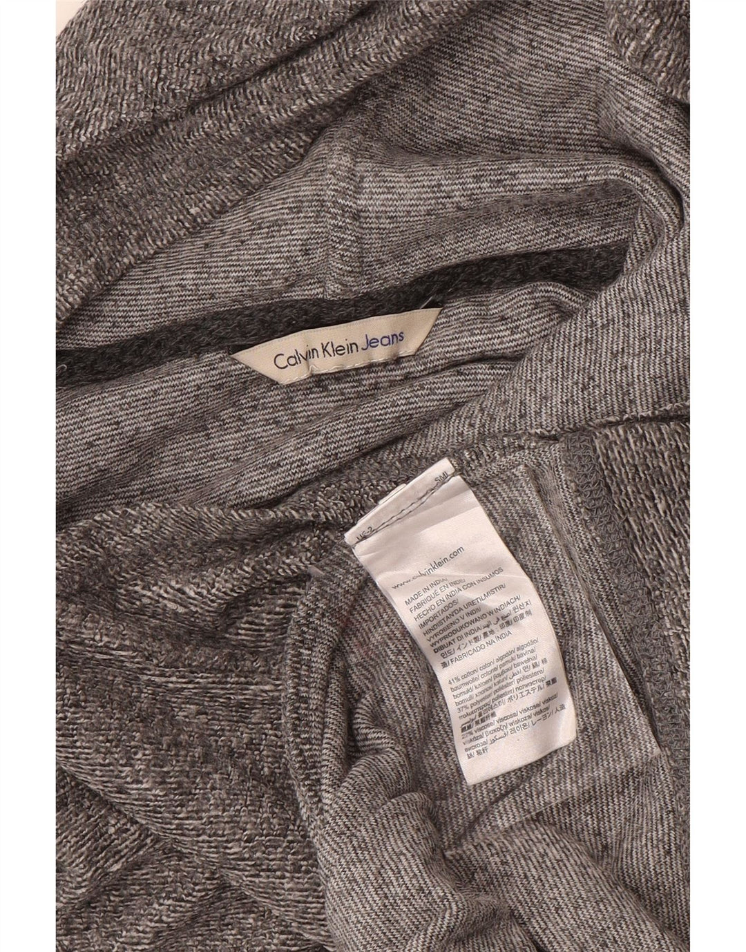 Женский джемпер с капюшоном CALVIN KLEIN JEANS UK 14, хлопок среднего серого цвета с крапинками