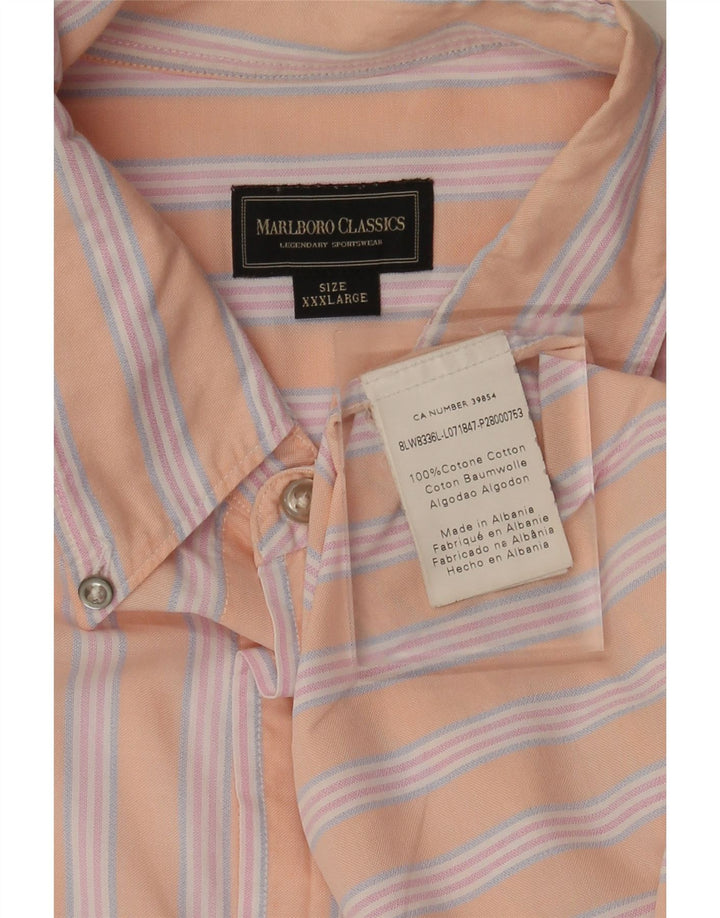 Мужская рубашка Marlboro Classics с коротким рукавом 3XL, хлопковая розовая полоска