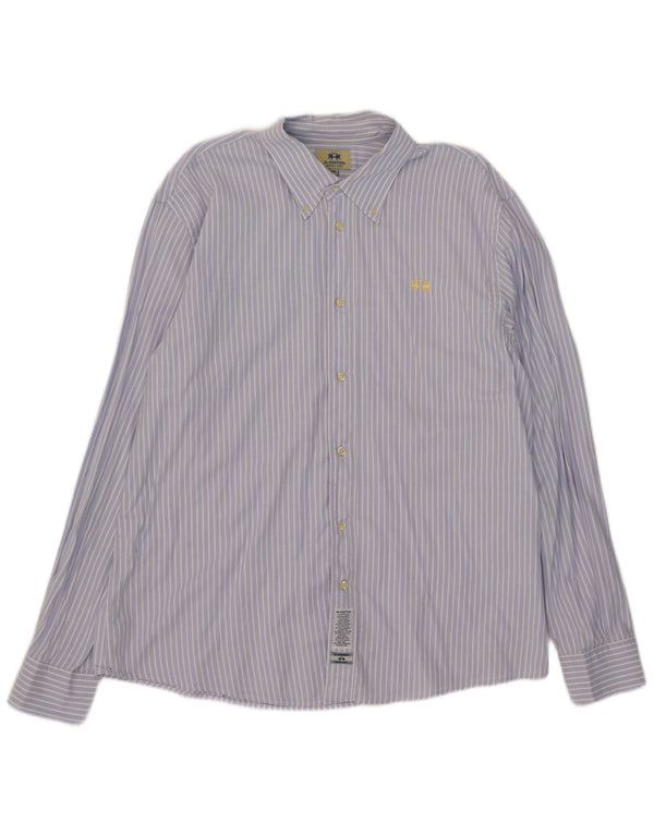 La Martina Mens Shirt 3XL Blue Pinstripe Cotton
