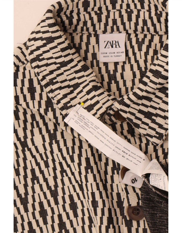 Мужская куртка-бомбер Zara UK 38, средний черный, хлопок с геометрическим рисунком