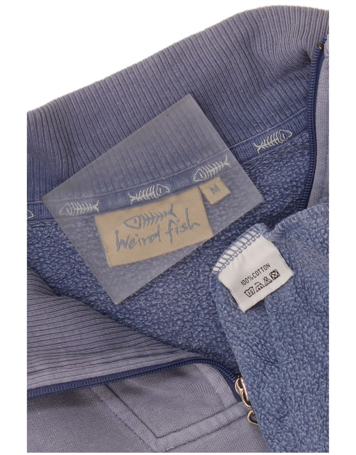 Мужской свитшот с воротником на молнии Weird Fish, хлопковый джемпер среднего размера, синий