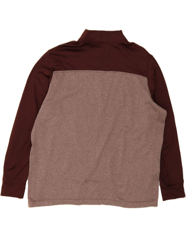 NIKE Mens Dri Fit Zip Neck Pullover Tracksuit Top 2XL Burgundy Colourblock Vintage Nike and Second-Hand Nike from Messina Hembry 