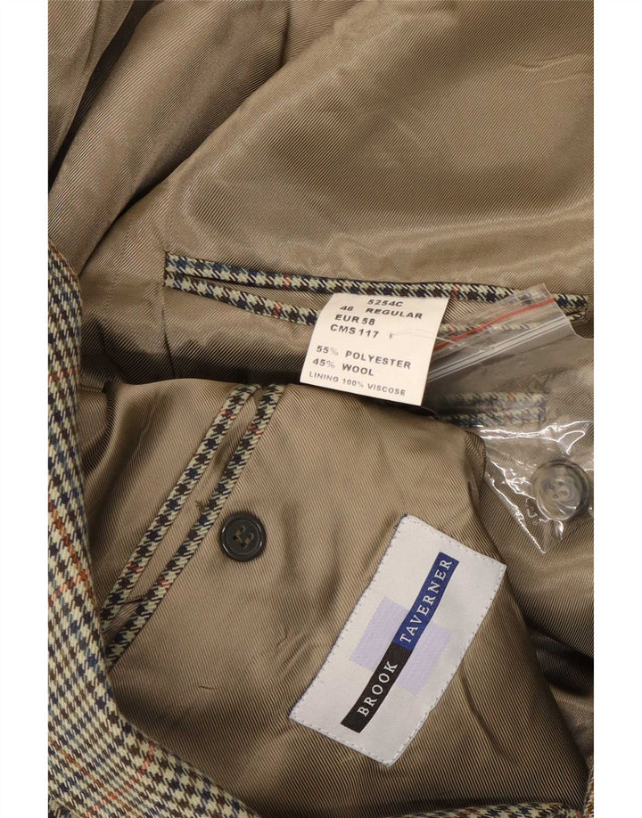 Мужской пиджак BROOK TAVERNER на 2 пуговицах, Великобритания 46 3XL, серый с узором «гусиные лапки»