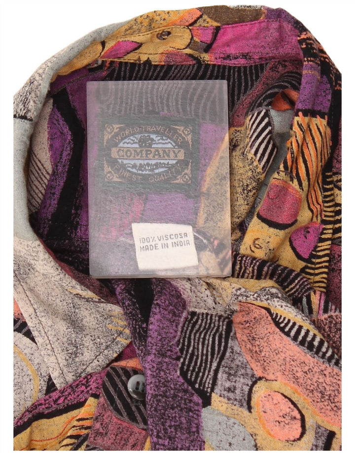 Винтажная мужская свободная рубашка среднего размера, разноцветная, с цветными блоками, в стиле ретро