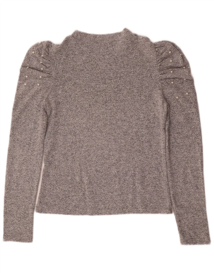 Женский джемпер с круглым вырезом Zara UK 12, средний серый цвет