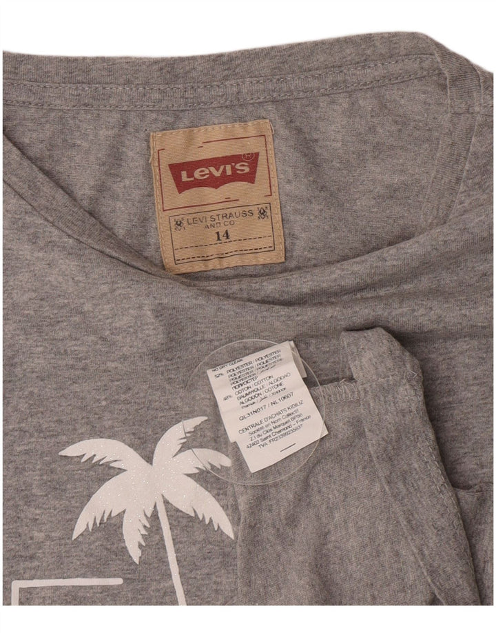 Футболка с рисунком Levi's для девочек, топ 13–14 лет, серый полиэстер