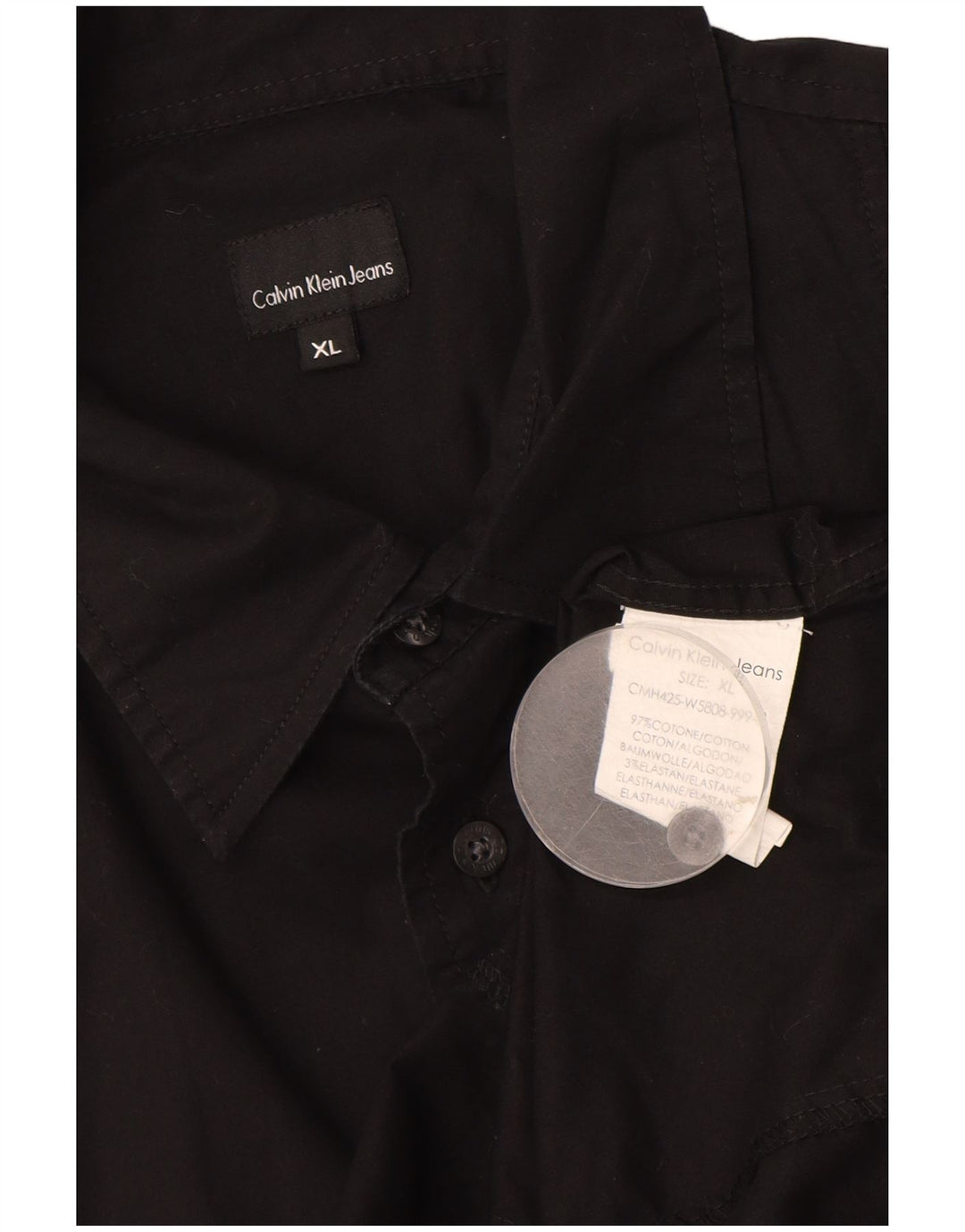 CALVIN KLEIN JEANS Мужская рубашка с коротким рукавом XL, черный хлопок