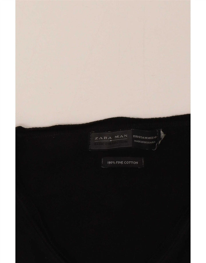 Мужской джемпер с v-образным вырезом Zara, средний черный
