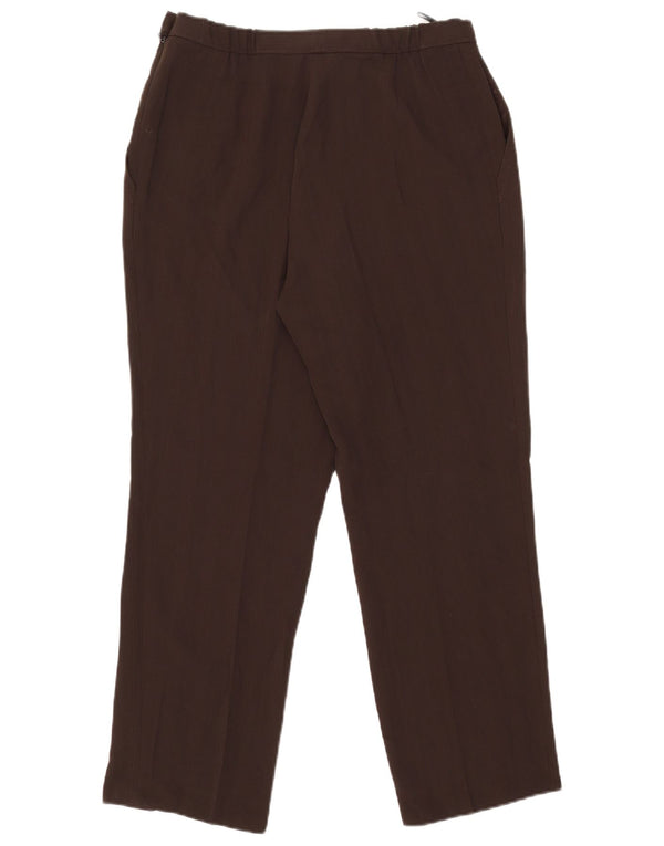 Marks & Spencer Womens Casual Trousers UK 16 Large W31 L27 Brown Striped