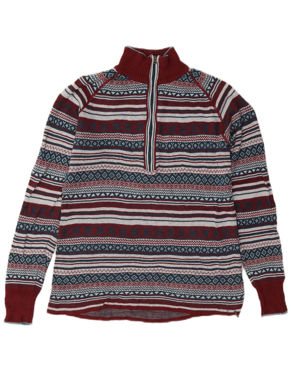 Женский джемпер с воротником на молнии Eddie Bauer, размер UK 10, маленький бордовый Fair Isle