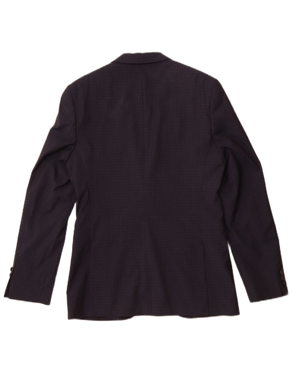 Мужской пиджак JAEGER на 2 пуговицах, Великобритания, 36, маленький, темно-синий, шерстяной в клетку