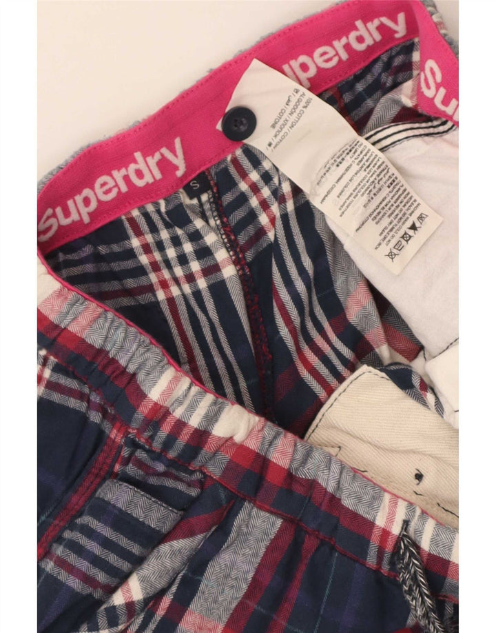 Женские шорты Superdry Small W28, темно-синие, в клетку, хлопок