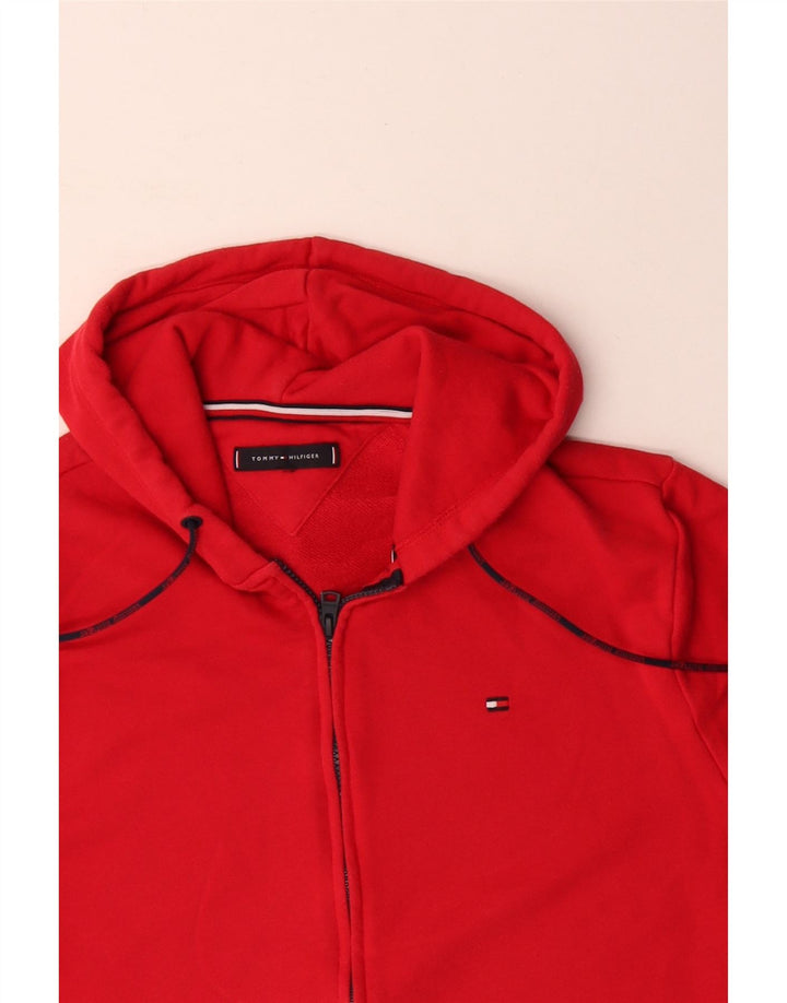 Мужской свитер с капюшоном на молнии с графическим рисунком Tommy Hilfiger, хлопковый цвет среднего красного цвета