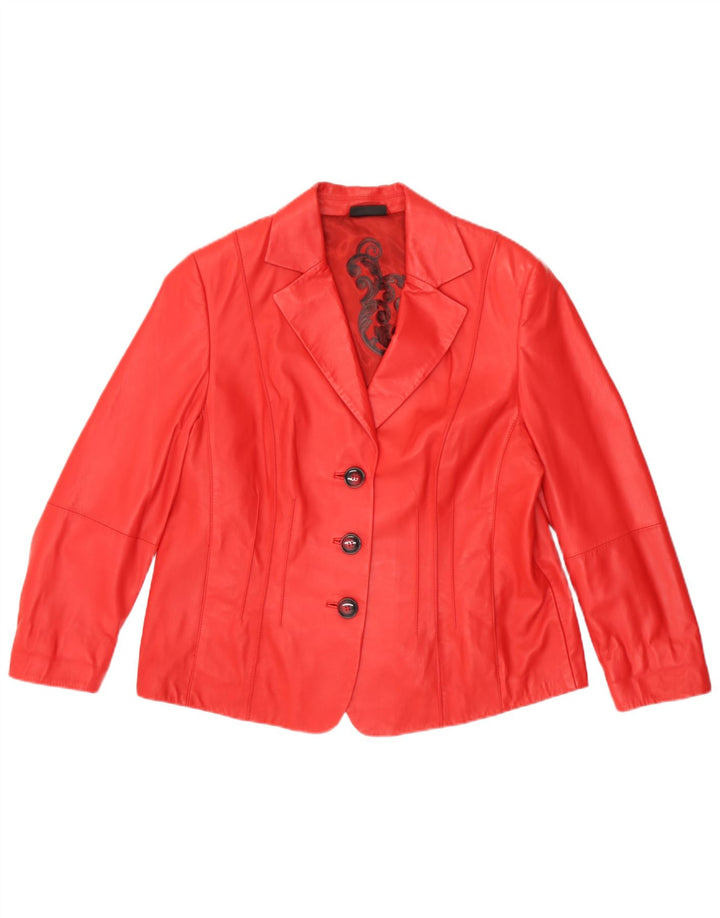 Женский кожаный пиджак с 3 пуговицами Gerry Weber UK 20 2XL, красный кожаный