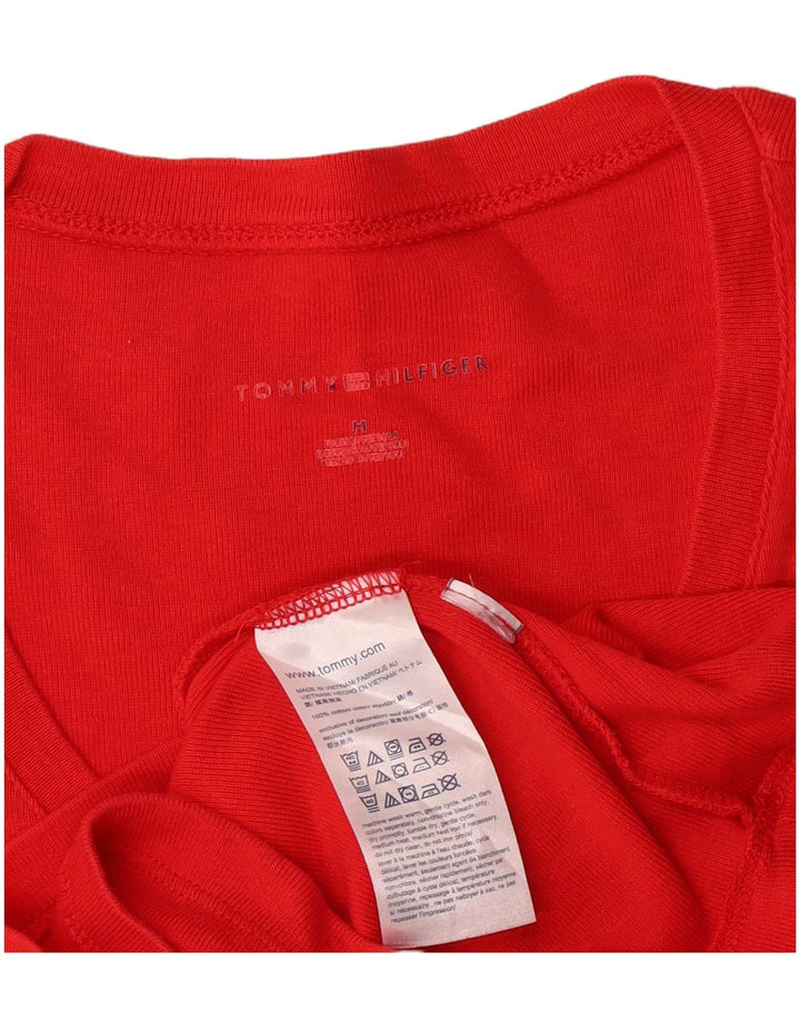 TOMMY HILFIGER Womens Top Long Sleeve UK 12 Medium Red Cotton
