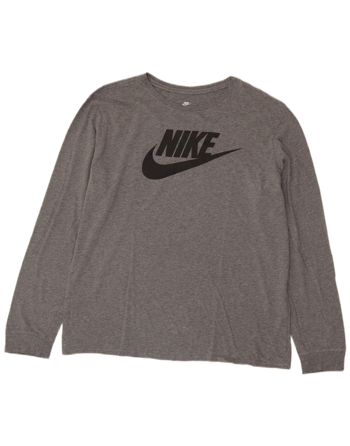 Мужской топ спортивного кроя NIKE с длинным рукавом и рисунком, размер XL, серый в крапинку