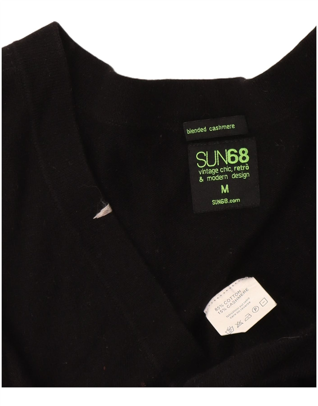 Женский удлиненный кардиган Sun68, Великобритания 12, средний черный хлопковый свитер