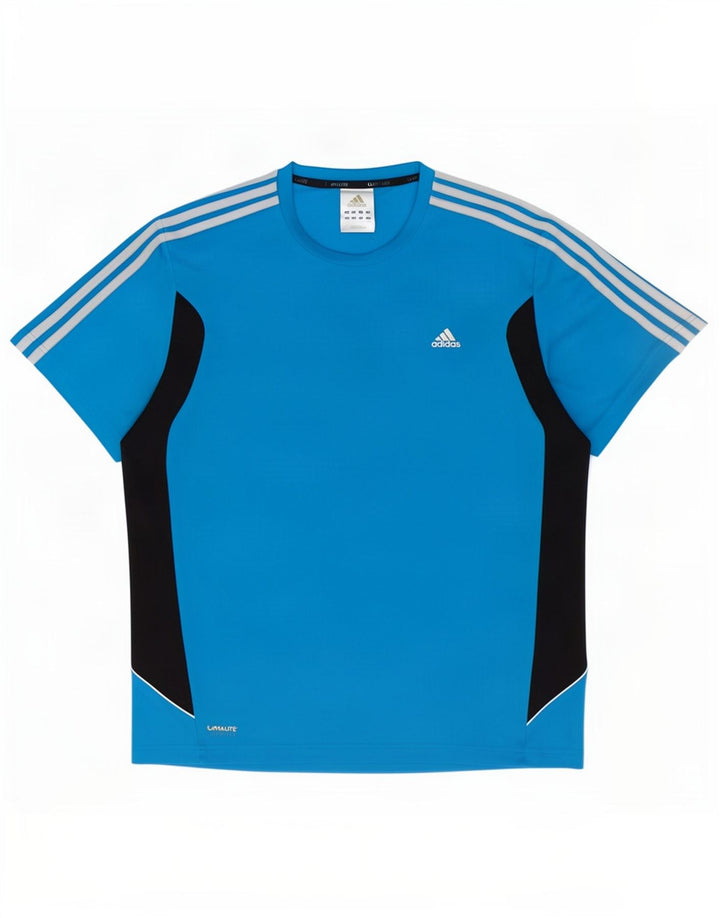 Мужская футболка Adidas Climalite, большой синий полиэстер с цветными блоками