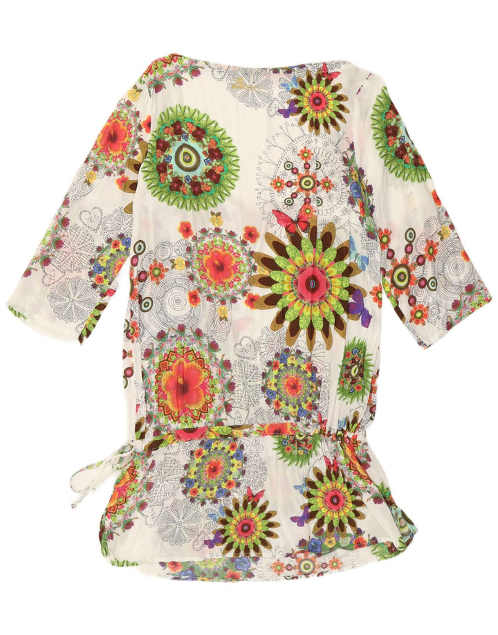Женская туника с рукавом 3/4 Desigual UK 12, средний белый цветочный принт