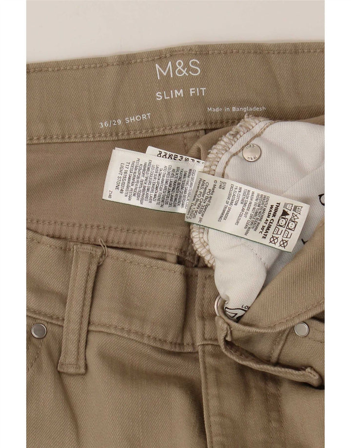 Мужские узкие джинсы Marks & Spencer W36 L29 бежевые, хлопок